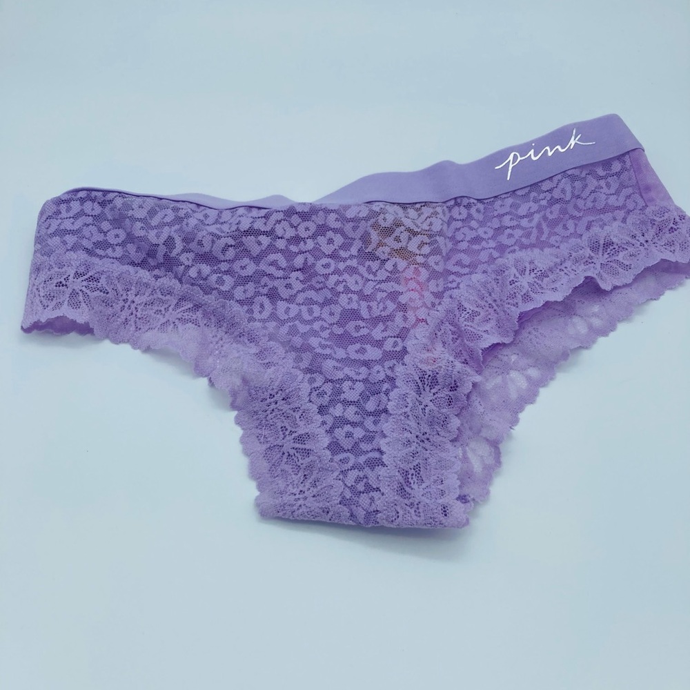 NWT VICTORIA SECRET PINK PURPLE SHEER LACE UNDER WEAR